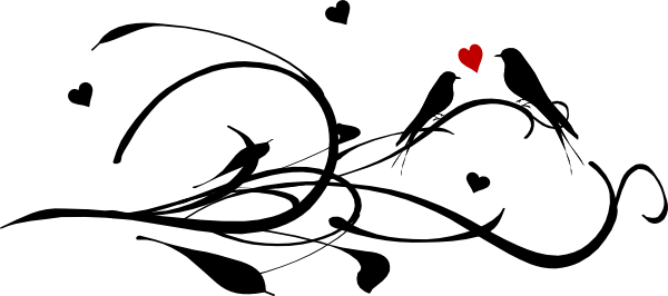 Lovebird Clipart Red Bird - Hearts And Love Birds (600x266)