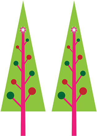 Christmas Tree With Baubles, Two Christmas Trees, Gingerbread - Clip Art (327x469)