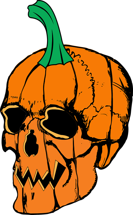 Halloween Skull Pumpkin Scary Spooky Horror - Skull Pumpkin Tshirts Halloween Tees Basic Tees (444x720)
