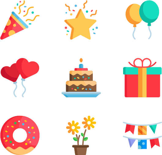 Celebrations - Birthday Icons Png (600x564)