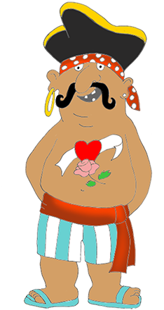 Pirate Clip Art With Heart Tattoo - Pirate (255x472)
