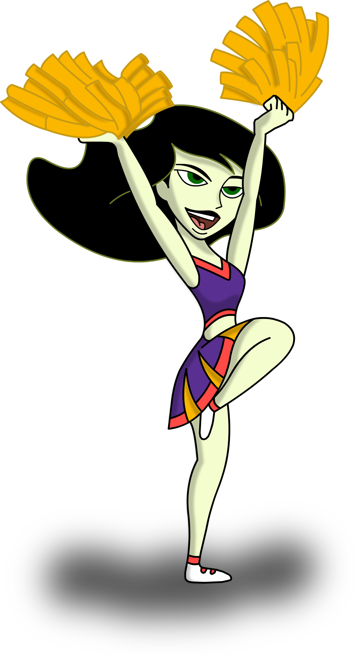 Free Download Cheerleader Clipart Black And White - Kim Possible Cheer Outf...