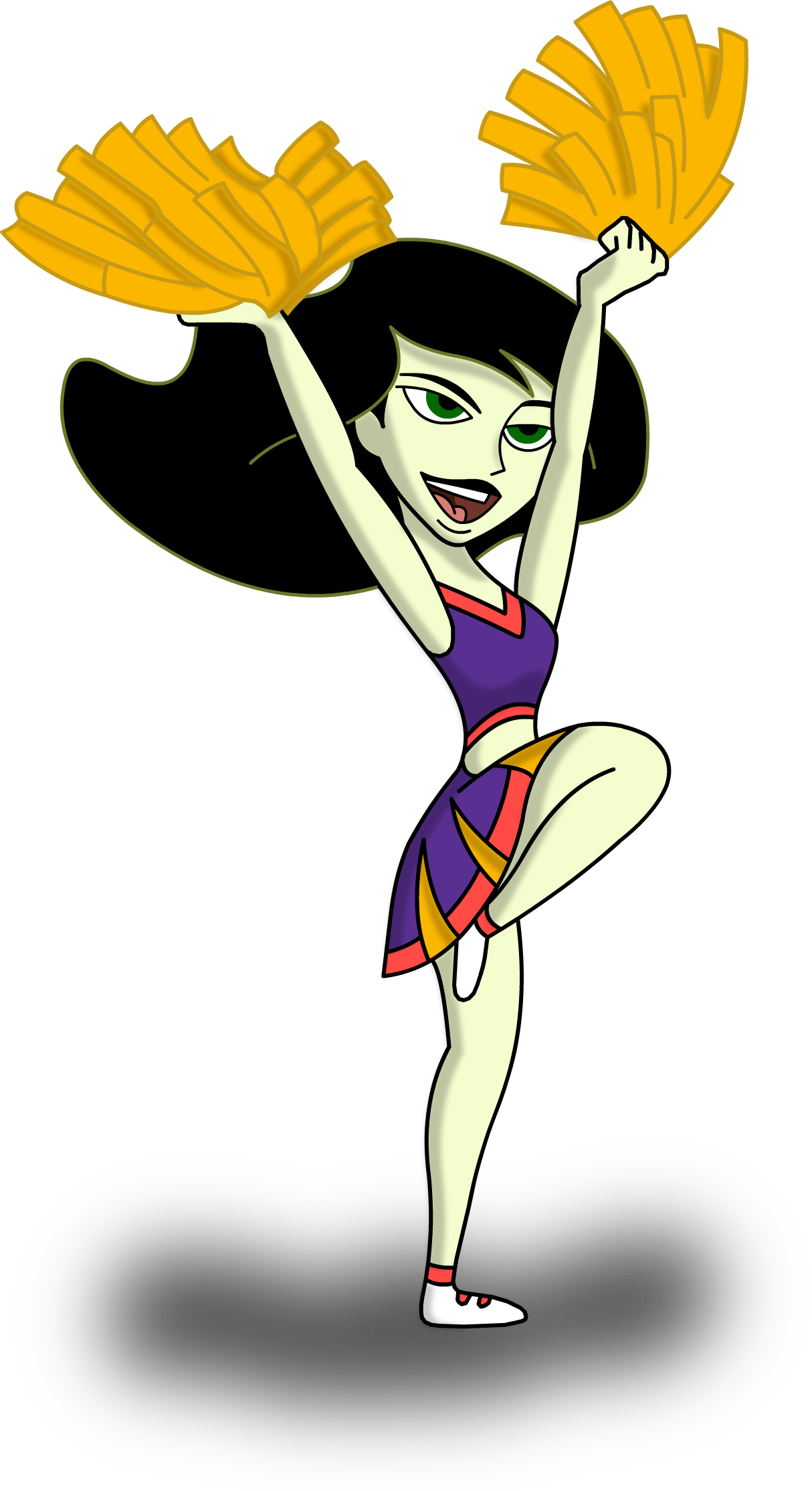 Free Download Cheerleader Clipart Black And White - Kim Possible Cheer Outfit (1214x2228)