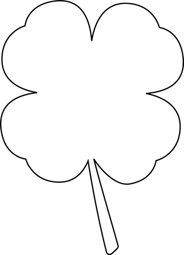 Black And White Four Leaf Clover Clip Art - White 4 Leaf Clover (361x500)