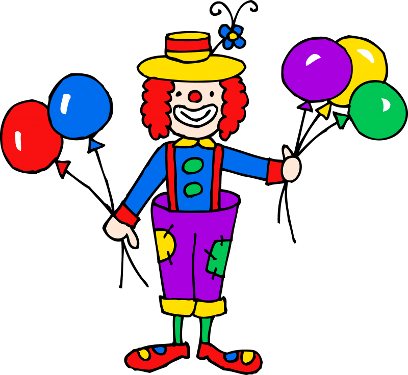 Circus Tent - Clown With Balloons Clipart (800x736)