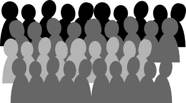 Larger Crowd Clip Art At Clker - Crowd Clipart Black And White (600x332)