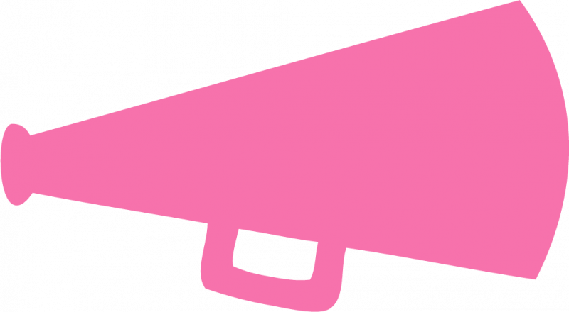 Cheer Megaphone Outline Clipart - Pink Cheer Megaphone Clipart (800x440)