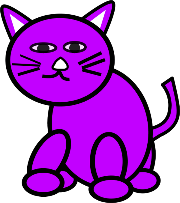Cat Clipart Purple - Purple Cat Clipart (600x677)