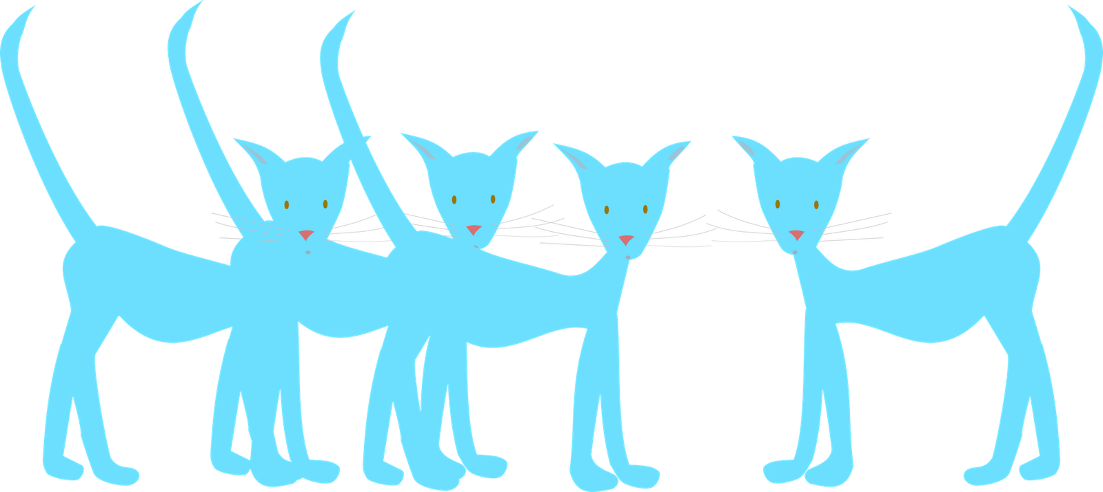 Blue Cats - Clip Art (1600x715)