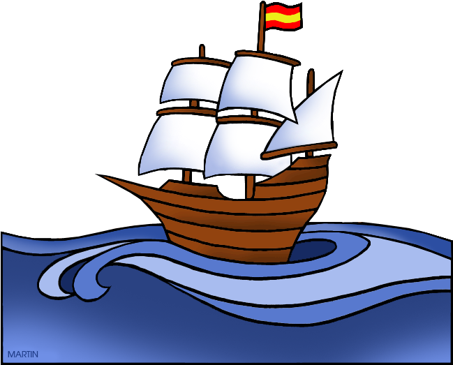 Spanish Ship - Christopher Columbus Ships Clipart (648x555)