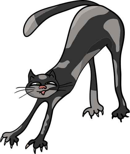 Vector Clip Art Of Stickman Stretching Public Domain - Cat Stretching Clipart (421x500)