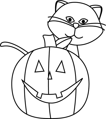 Halloween Black And White Halloween Cat Black And White - Mycutegraphics Halloween Black And White (448x500)