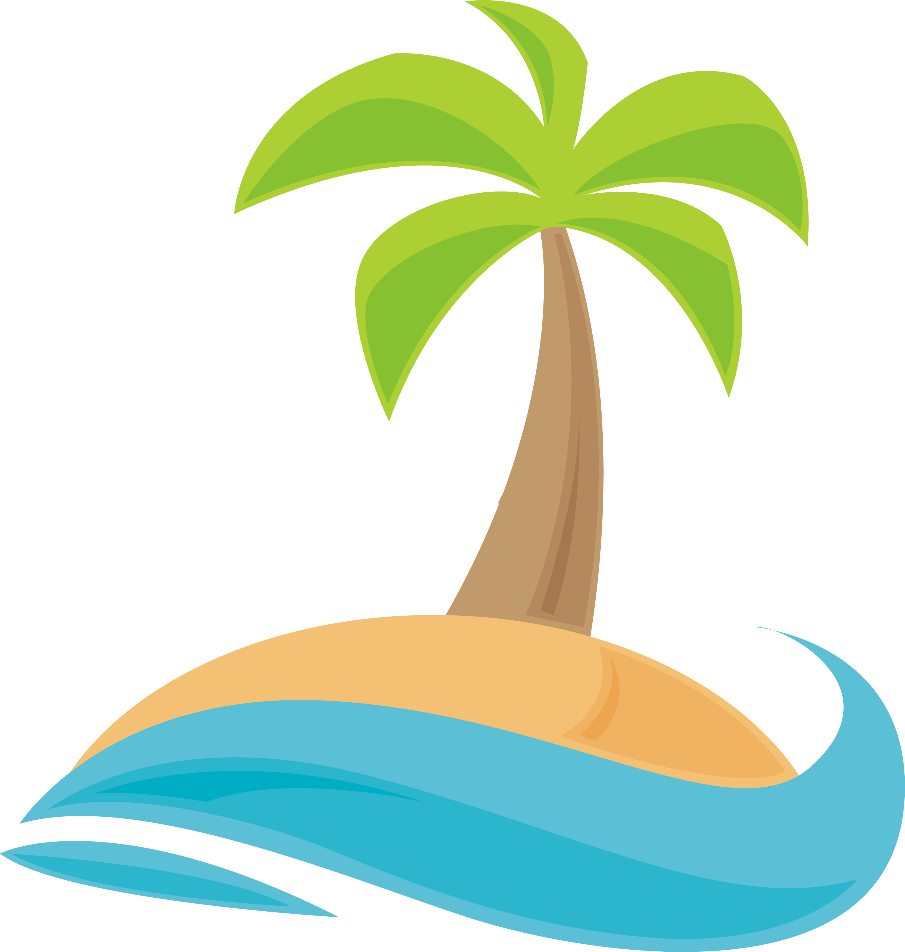 Coconut Palm Tree - Palm Tree Cartoon Png (3051x3207)