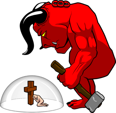 Elegant Devil Clip Art Image Protected From Demons - Covered By The Blood Of Jesus (400x388)