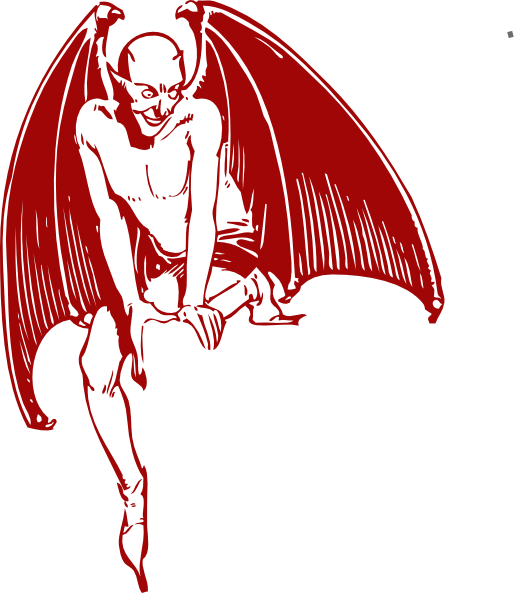 Red Devil Sitting Clip Art At Clker - Red Devil Png (516x593)