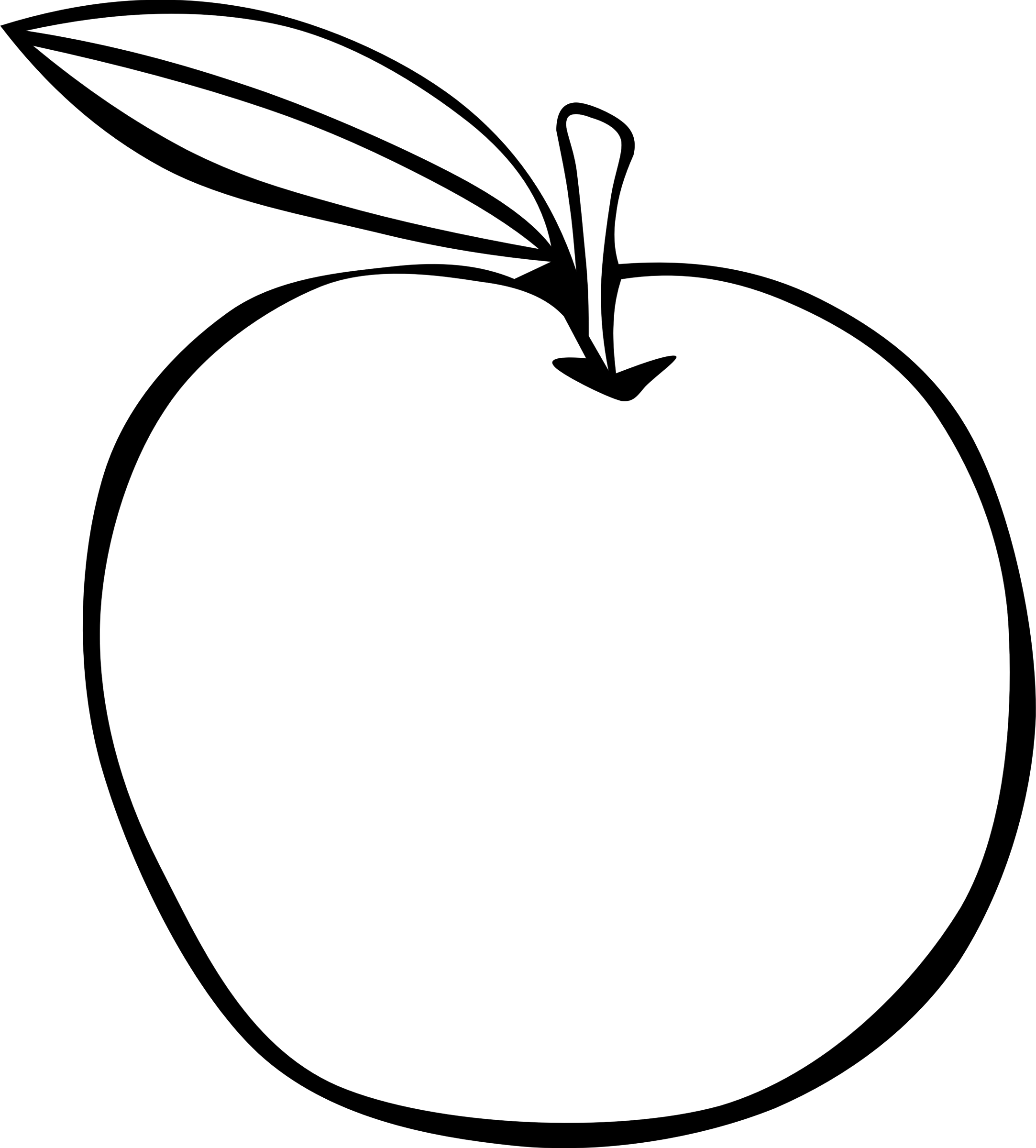 Apple Clipart Simple - Fruits Clipart Black And White (2166x2400)