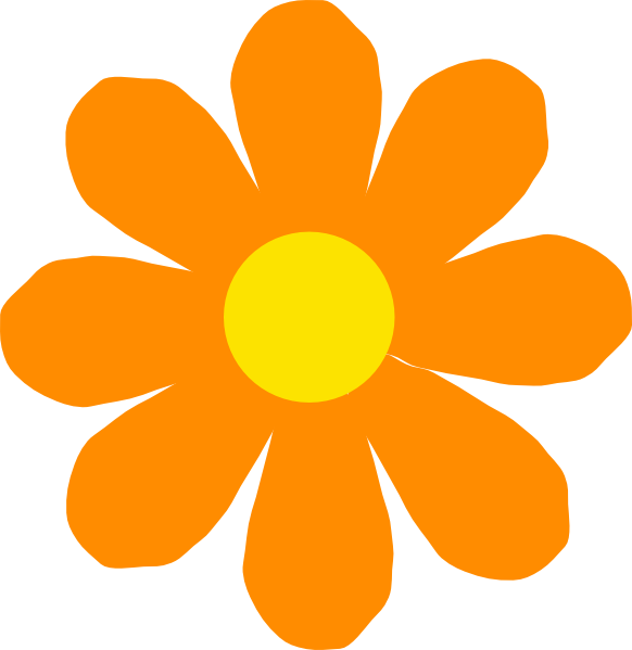Bright Orange Flower Clip Art - Flower Clipart (582x599)