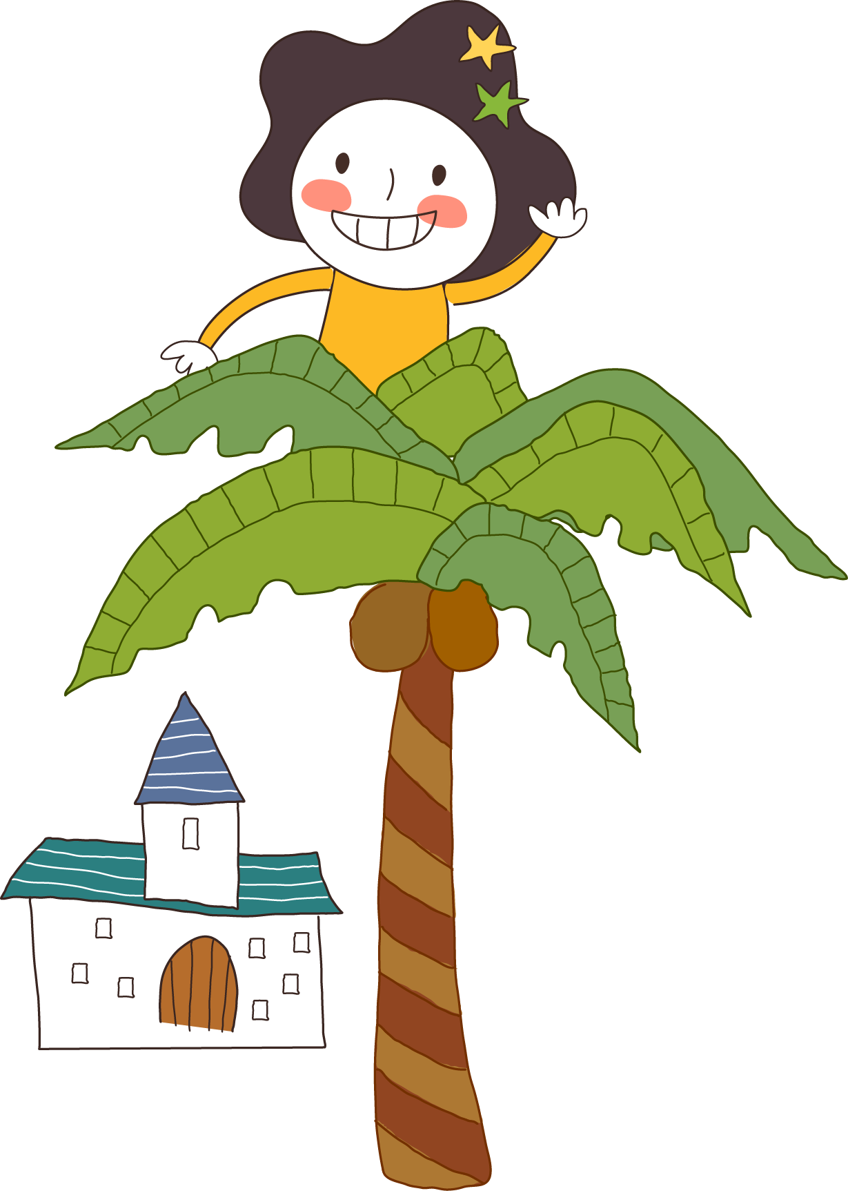 Vector Coconut Tree Girl - Vector Coconut Tree Girl (1229x1725)