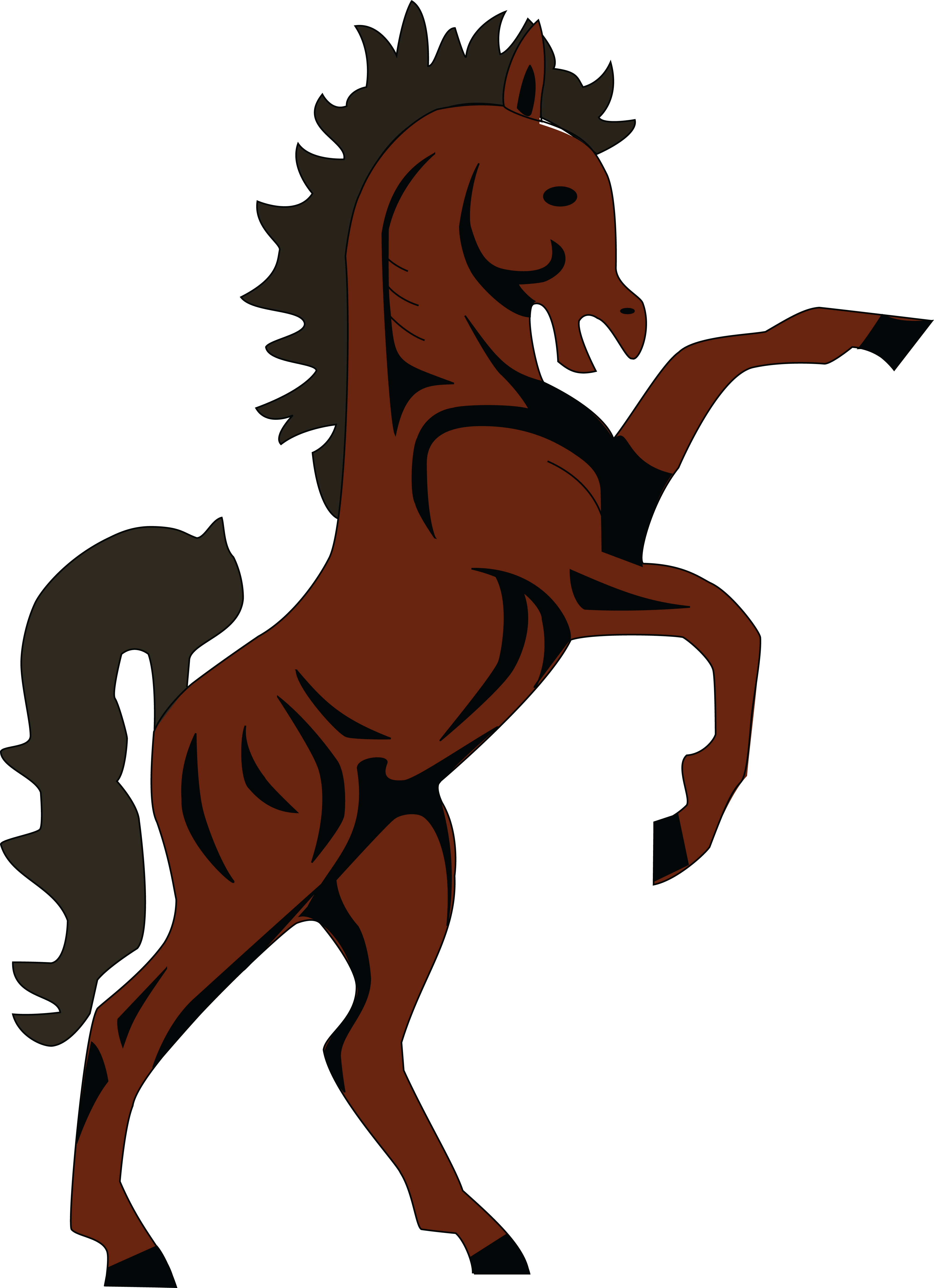 Free Clipart Of A Rearing Horse - Brown Rearing Horse Clipart (4000x5516)