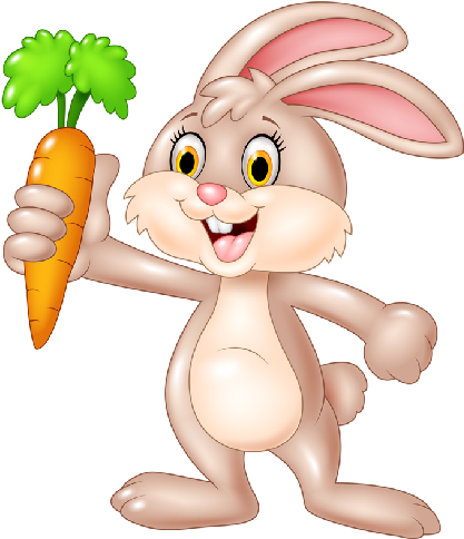 Bunny Rabbit Baby Cartoon Animals - Rabbit With Carrot Clipart (500x500)