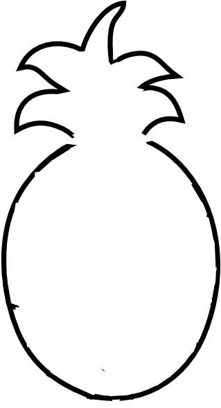 Pineapple Outline Clip Art - Pineapple Outline Black And White (342x591)