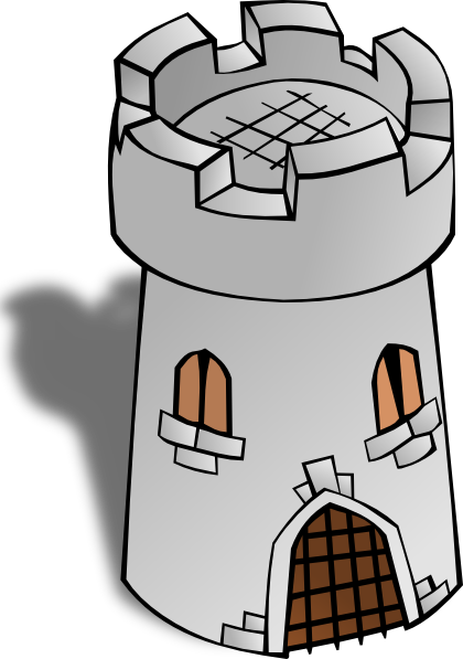 Free Vector Round Tower Clip Art - Watchtower Clipart (420x597)