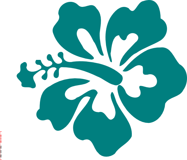 Teal Hibiscus Clip Art At Vector Clip Art - Teal Hibiscus Flower (600x513)