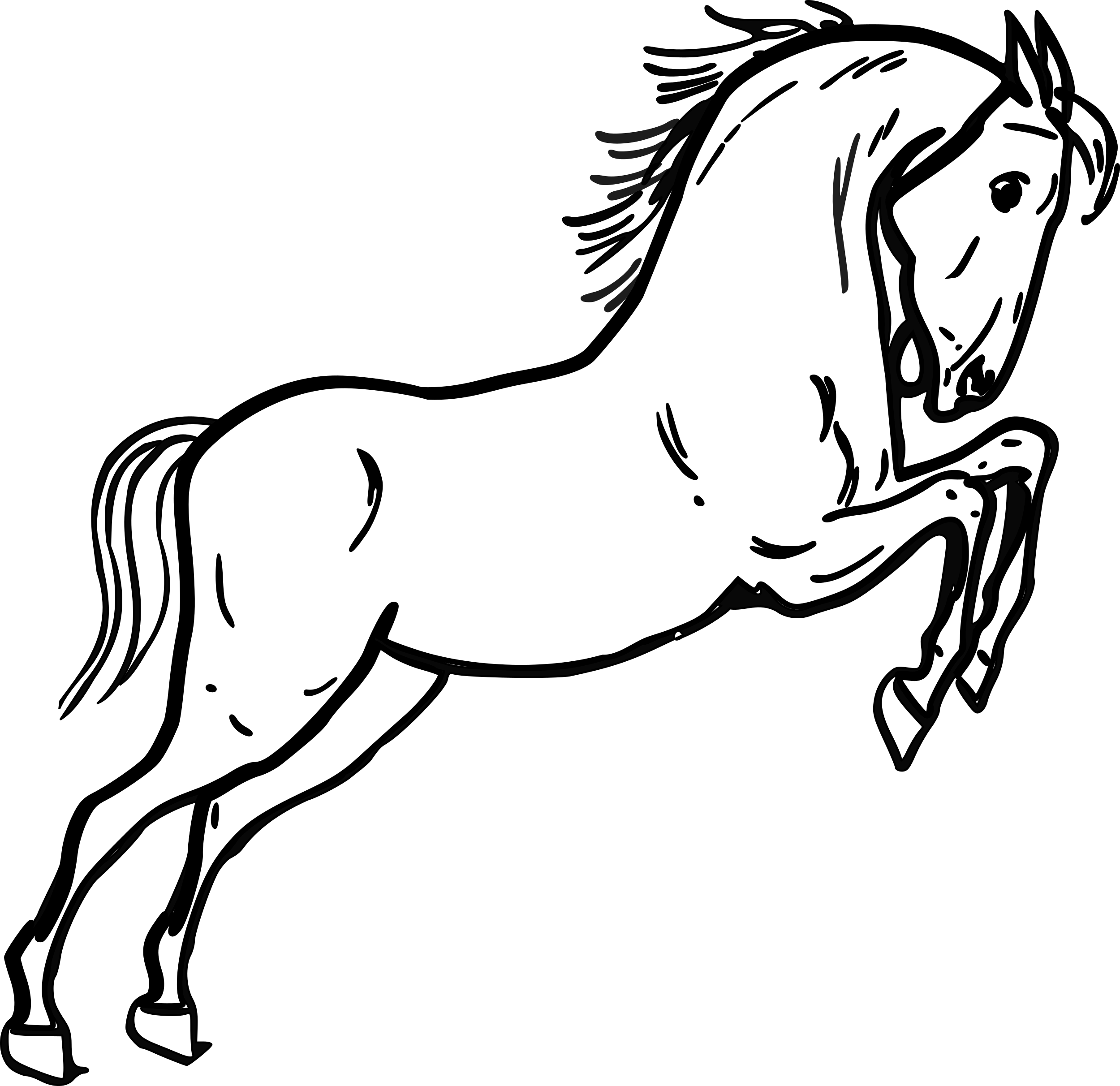 Horse Outline - Horse Clipart Black And White (2500x2424)