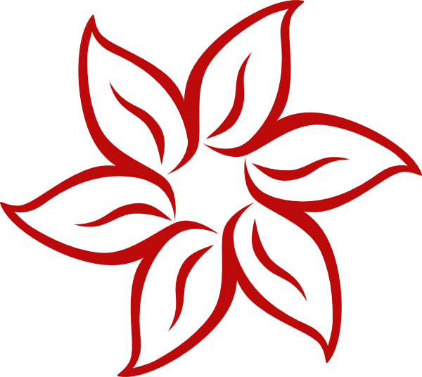 Red Flower Png Clip Art - Flower Clip Art Black And White (600x536)