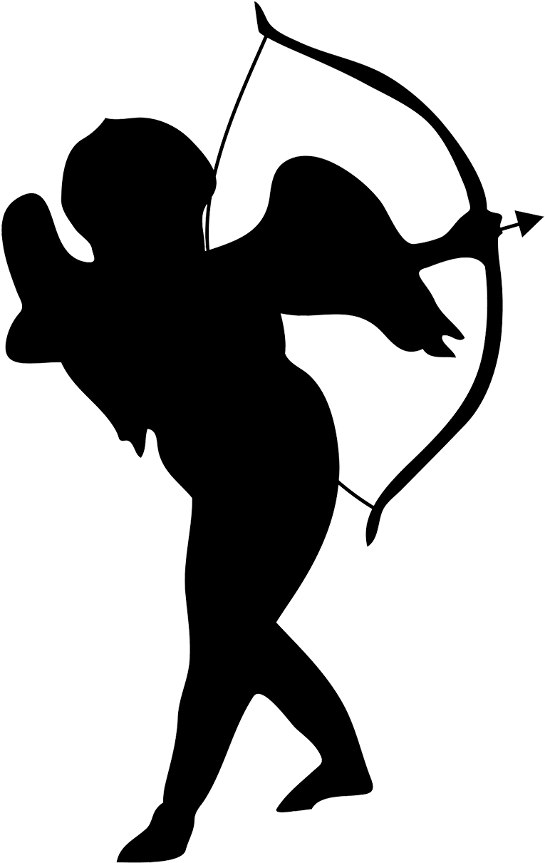 Small Cupid Silhouette - Cupid Silhouette Png (968x1299)