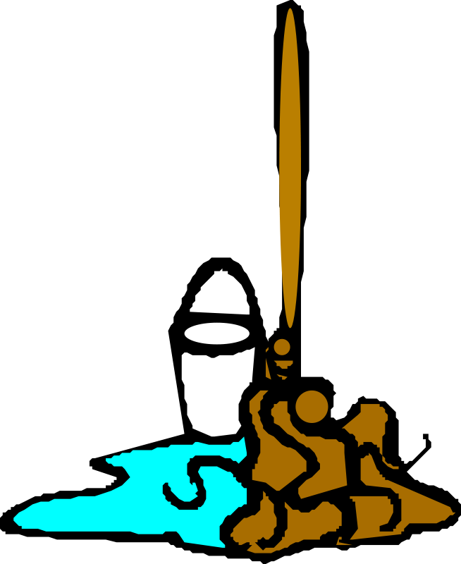 Free Vector Mop And Bucket Clip Art - Mop And Bucket Clipart Transparent (1962x2400)