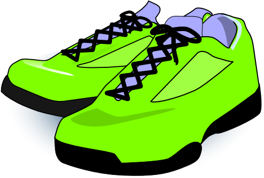 Neon Green Tennis Shoes Clip Art - Shoes Clip Art Transparent Background (600x348)
