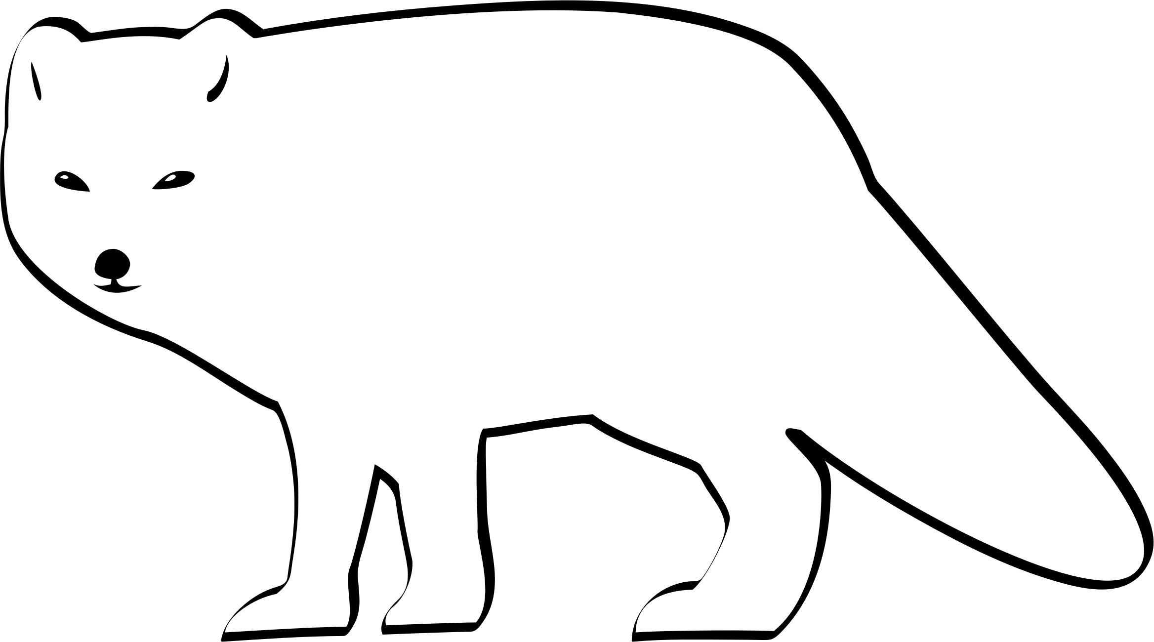 Fox Black And White Arctic Fox Clipart - Arctic Fox Clip Art (2336x1300)