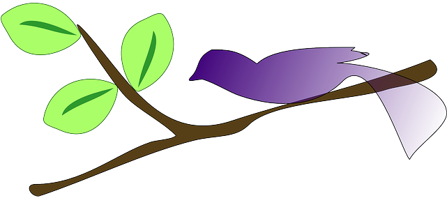 Tree, Branches, Cartoon, Gradient, Birds, Bird - Tree Branch Clip Art (640x320)
