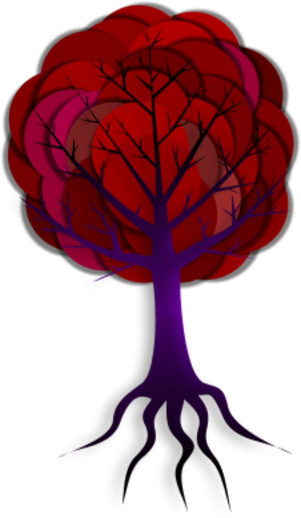 Vector Clip Art - Tree With Roots 5 Branches (600x1033)