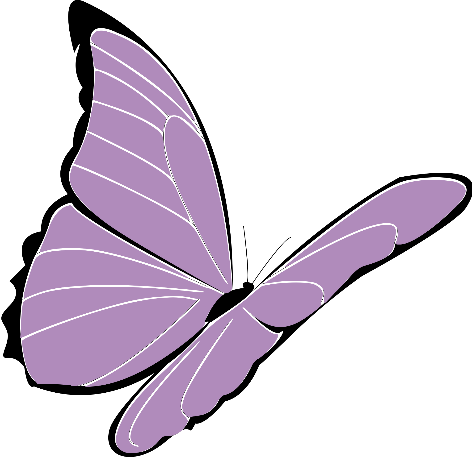 The Clip Art Below Is As Colorful As The Flowers And - Purple Butterfly Clipart (2000x1938)
