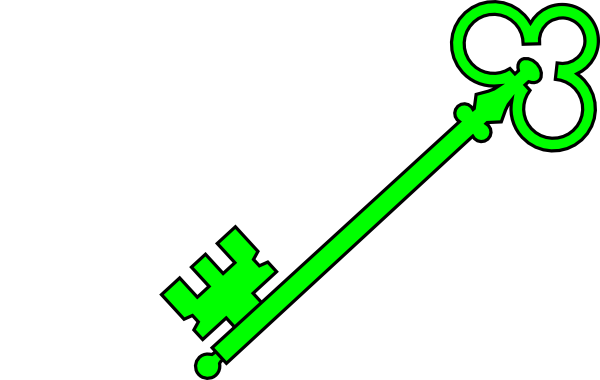 Green Old Key Clip Art - Green Clip Art Key (600x380)