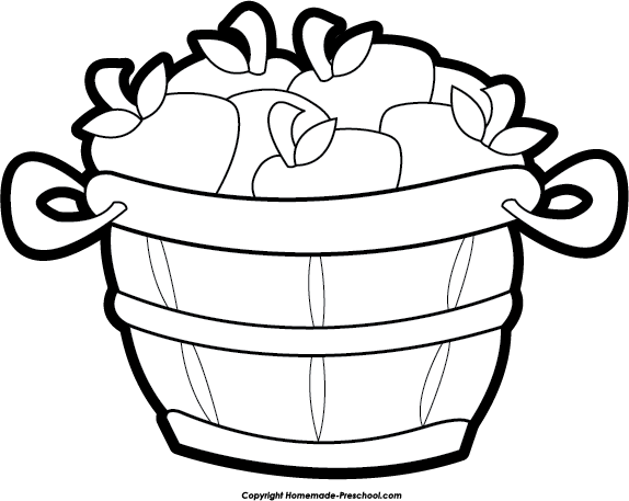 Drawn Basket Apple Clipart Black And White - Clip Art Bushel (574x457)