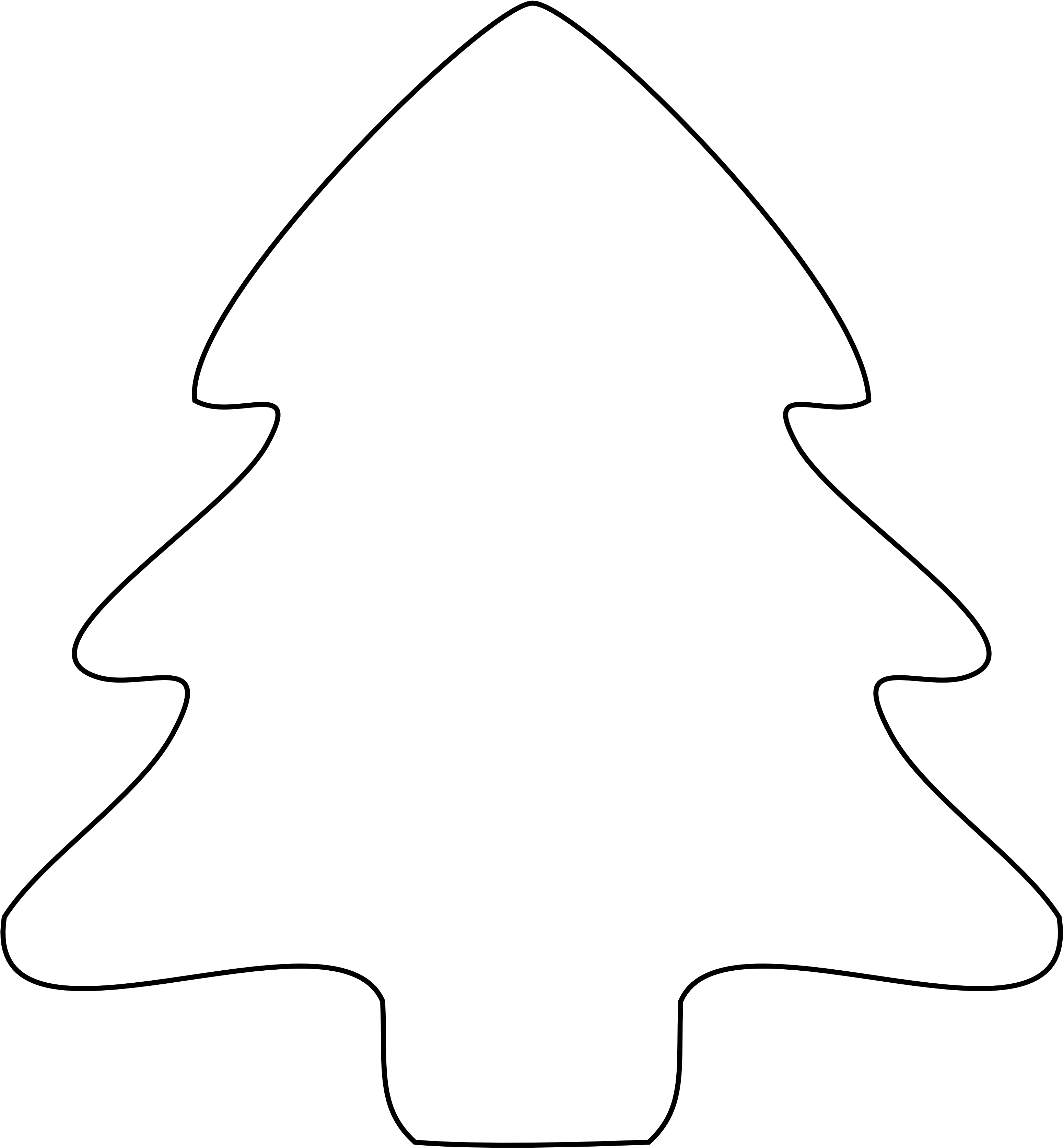 9 Black And White Christmas Tree Icon Christmas - White Christmas Tree Shape (3333x3597)