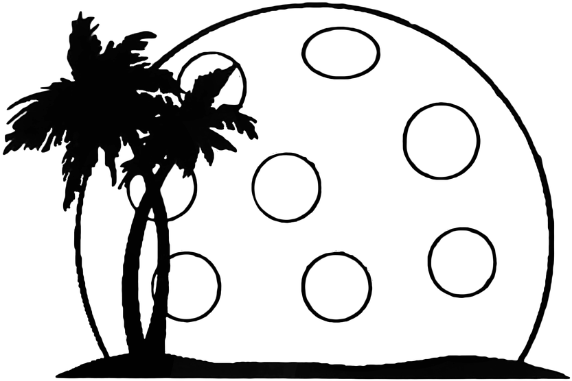 Pickleball Summer Palm Landscape Moon - Silhouette Palm Tree Clip Art (960x663)