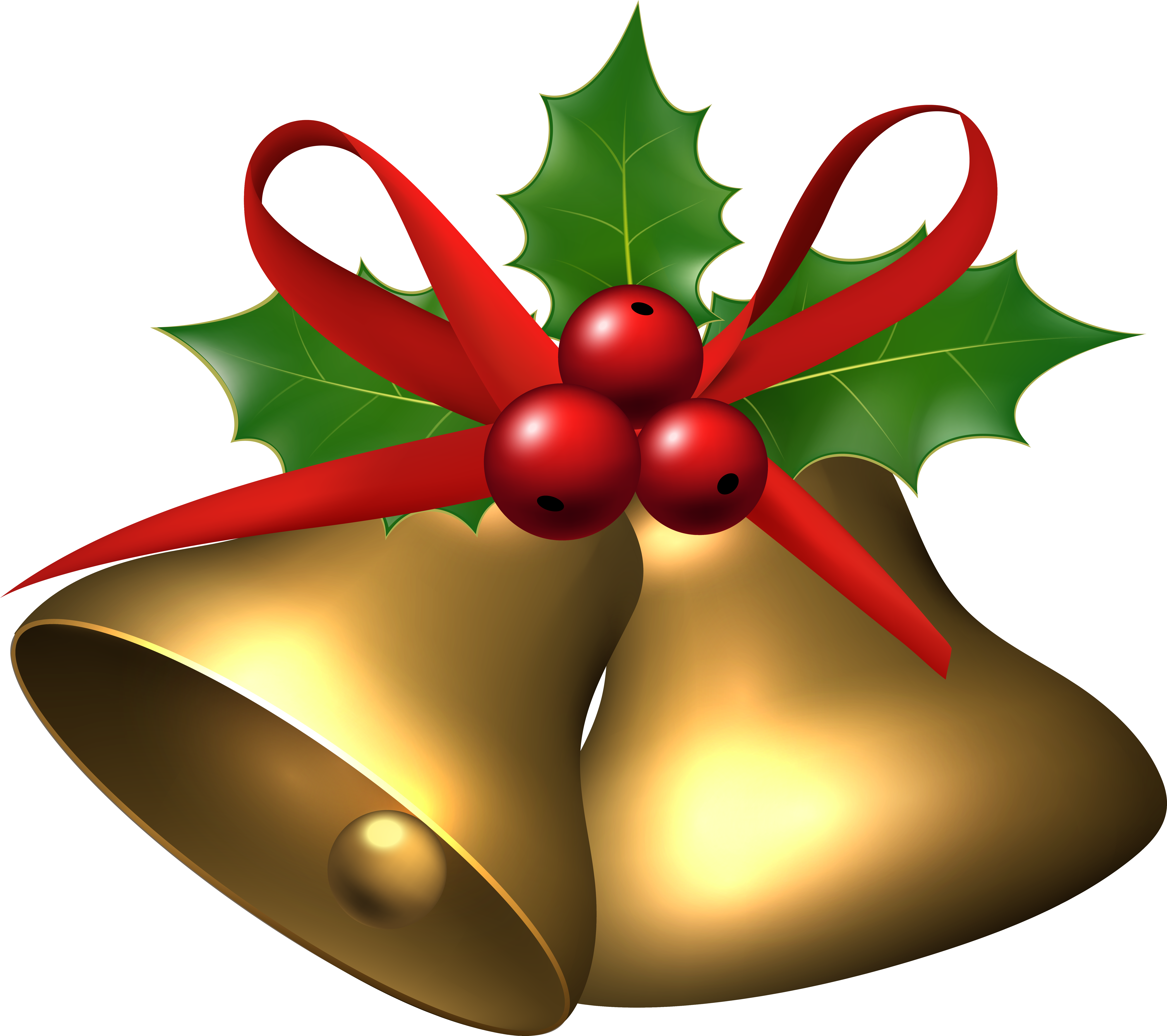 Large Christmas Bells With Holly - Large Christmas Bells With Holly (7620x6769)