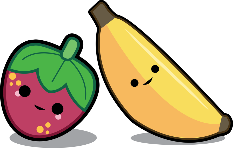 Cartoon Banana Images - Kawaii Strawberry And Banana (900x572)