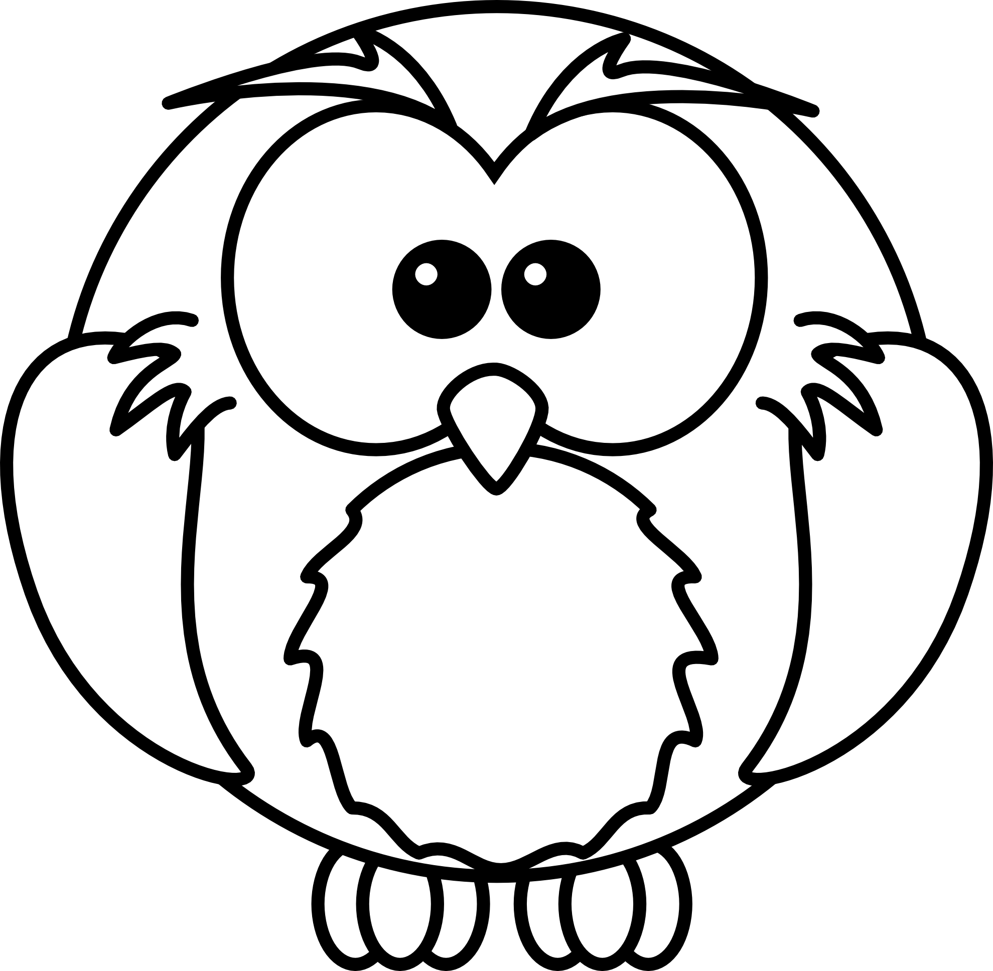 Cartoon Black And White - Clipart Black And White Owl (1979x1936)