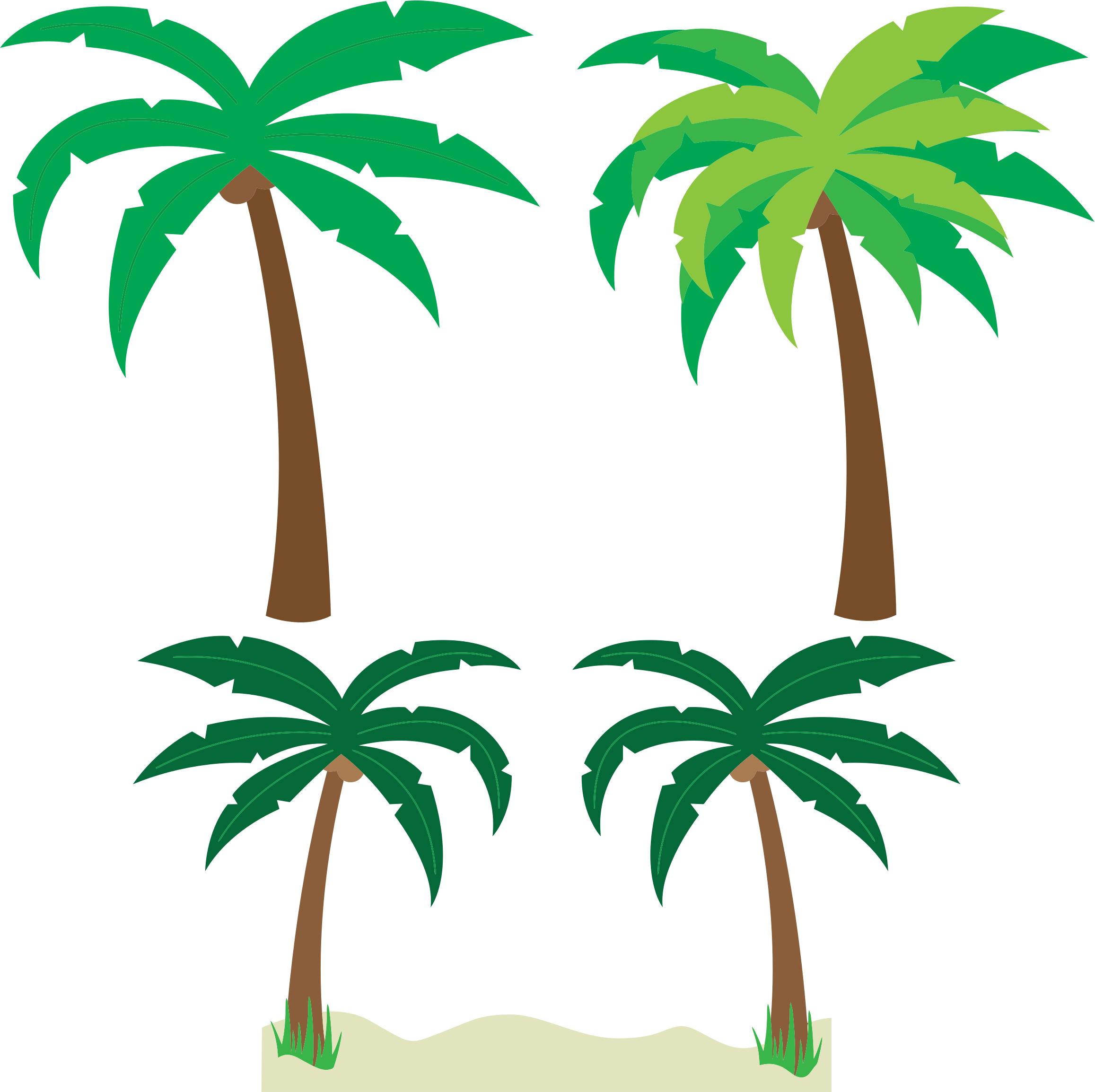 Palm Trees - Tropical Palm Trees Cartoon (2315x2309)