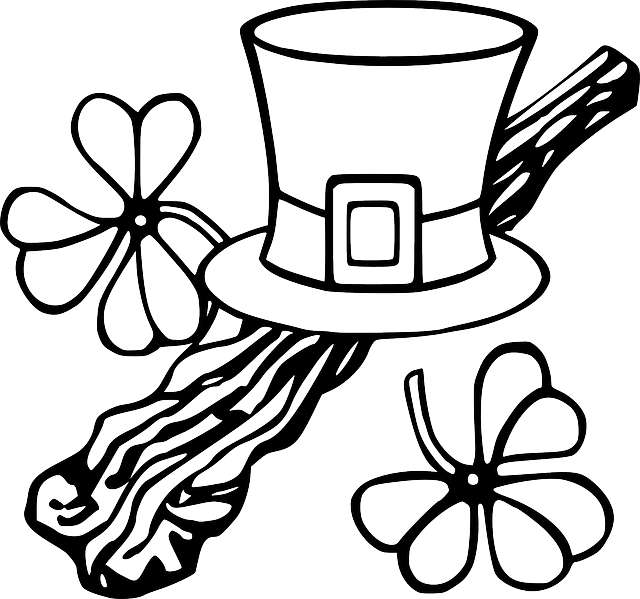 Hat Black, Outline, Tree, White, Branch, Clothing, - St Patrick's Day Clip Art (640x599)