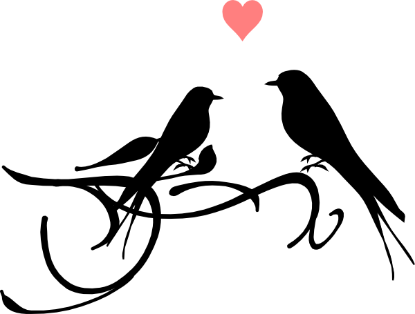 Love Birds Clip Art - Bird Black And White (600x455)