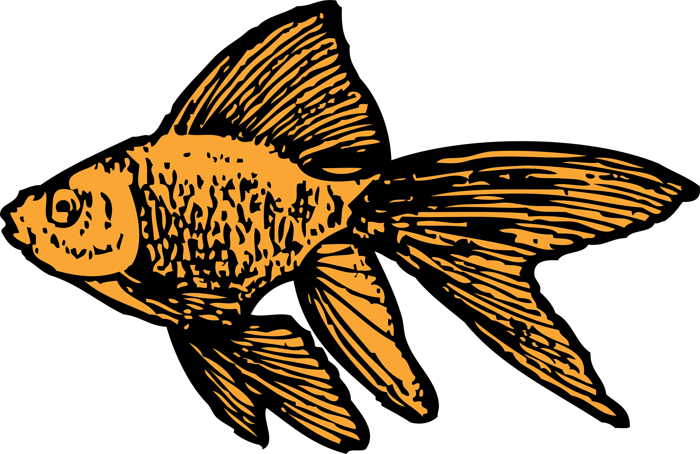 Gold Fish Clip Art Black And White - Goldfish Clip Art (2400x1556)