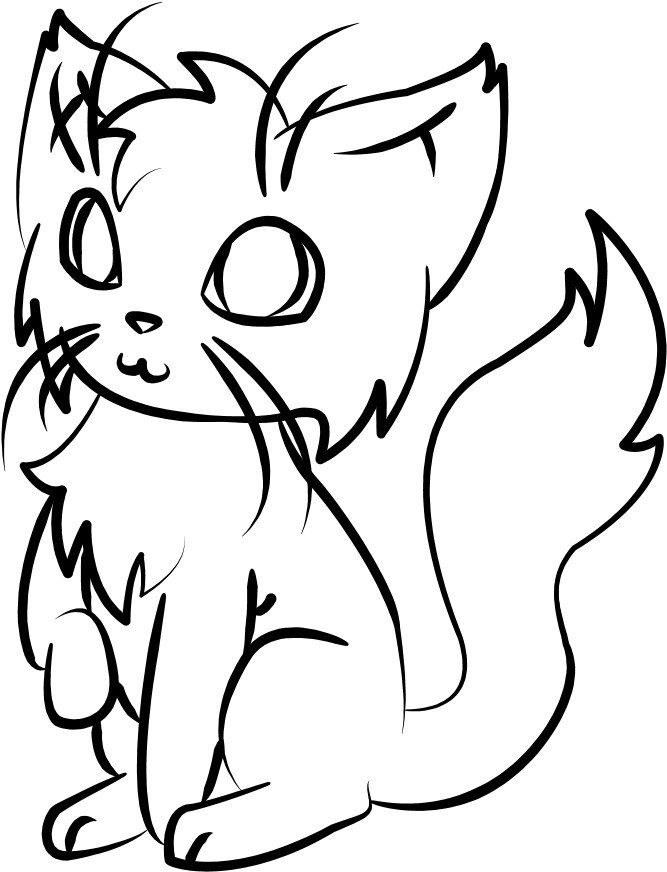 Cat Line Drawing - Animated Cat Profile (720x936)