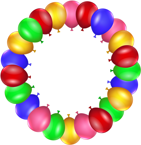 Balloon Border Frame Png Clip Art - Circle Birthday Frame Png (583x600)