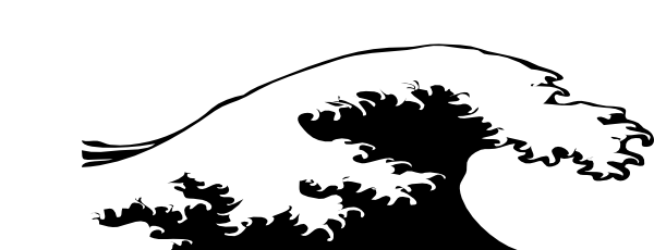Wave Clipart Black And White - Wave Clip Art (600x230)